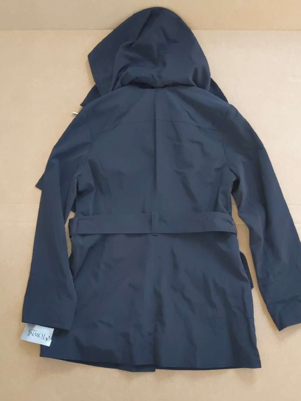 Towne (London Fig) Women's Black Hooded Trench Coat - Picture 2 of 8